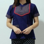 เสื้อนากา เสื้อผ้าพื้นเมือง เสื้อผ้าฝ้ายล้านนา รุ่นคอจีน แต่งลายผ้าพื้นเมืองแบบสวยเรียบหรู มีกระเป๋าหน้า