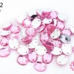 เพชรแต่ง ทรงรี สีชมพูอ่อน มีรู 8X10มิล(20ชิ้น)