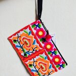 P414 กระเป๋าถือ ลายม้ง สีโทนส้มขาว น่ารักมาก มาพร้อมสายคล้องแขน