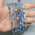 หินอความารีน (Aquamarine) ความหวัง รัก จงรักภักดี 6 มิล (63เม็ด/เส้น) 180฿