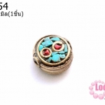 ลูกปัดโบราณ หินเทอร์ค้อย+หินปะการัง 15มิล(1ชิ้น)