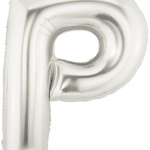 ลูกโป่งฟอยล์รูปตัวอักษร P สีเงิน ไซส์เล็ก 14 นิ้ว - P Letter Shape Foil Balloon Size 14" Silver Color