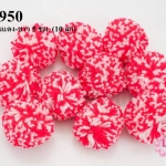 ปอมปอมไหมพรม รวมสี สีชมพูอมแดง-ขาว 5 ซม. (10 ลูก)