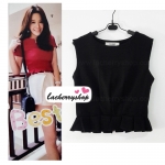 เสื้อแฟชั่น แขนกุด สีดำ ผ้าฮานาโกะ ทรงสวยเรียบหรู เนื้อผ้านิ่ม อยู่ทรง ไม่ยับง่าย ใส่สบาย สินค้าคุณภาพ ราคาไม่แพง