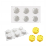 พิมพ์ซิลิโคนรูปชีสรูปวงกลม 6 ช่อง (สีขาว)