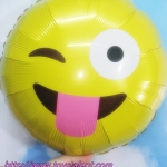 ลูกโป่งฟลอย์กลมสีเหลือง พิมพ์ลายหน้ายิ้ม (แลบลิ้น) TL-A143 ไซส์ 18 นิ้ว/Item No.TL-A143