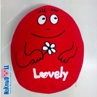 หมอนอิง รูปไข่ เม็ดโฟม ผ้าสแปนเด็กซ์(Spandex) Lovely สูง12นิ้ว สีแดง