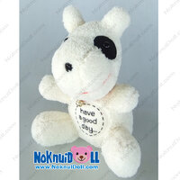 ตุ๊กตา หมาตาดำ ผ้าขนหนู เล็ก-11นิ้ว สีครีม