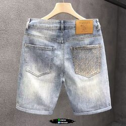 กางเกงยีนส์ขาสั้นสกรีนลาย สียีนส์ฟอก