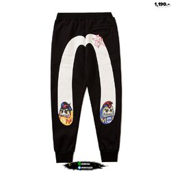 กางเกงวอร์มสกรีนลาย สีดำ