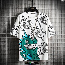 เสื้อยืดลายไดโนเสาร์คลูๆ สีขาว