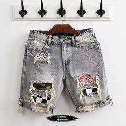 กางเกงยีนส์ขาสั้นฟอก แต่งขาด เหมือนแบบ