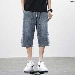 กางเกงยีนส์ 7ส่วน เอวสม็อค สียีนส์