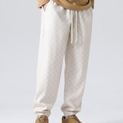 กางเกงวอร์มลายCheckerboard สีกากี