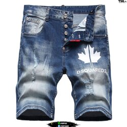 กางเกงยีนส์ขาสั้นฟอก สกรีนลาย สียีนส์เข้ม