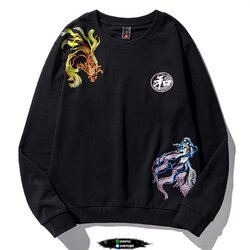 เสื้อยืดแขนยาว ปักลายปลา สีดำ