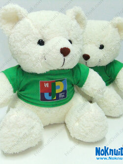 ตุ๊กตาพรีเมี่ยม งานแต่งงานJP ตุ๊กตาหมีนั่ง11นิ้ว ใส่เสื้อ+รีดโลโก้ 1ด้าน D5505Q0030