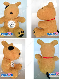 ตุ๊กตา หมาตาดำ ท่านั่ง ผ้าขนหนู รองกลาง-24นิ้ว