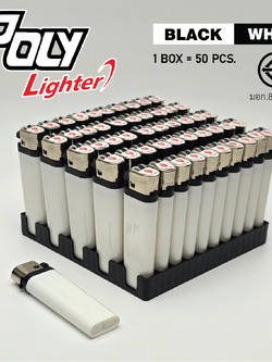 🔥ยกกล่อง ไฟแช็ค Poly Black/white ที่จุดไฟ / ส่งจาก กทม🔥 1 กล่อง มี 50 อัน