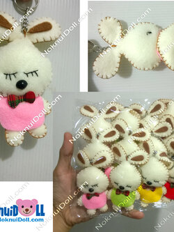 พวงกุญแจแฮนด์เมค 2.5" ตุ๊กตา กระต่ายหลับตา