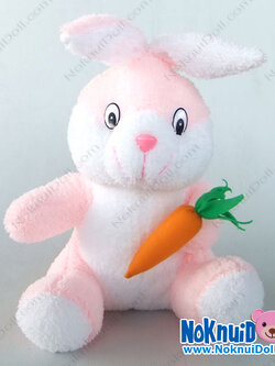 ตุ๊กตา กระต่ายนั่งถือแครอท ผ้าขนหนู เล็ก-11นิ้ว