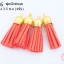 พู่หนังชามุด สีส้ม จุกทอง 3.5 ซ.ม (4ชิ้น)