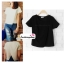 เสื้อแฟชั่นสวยๆ ผ้าฮานาโกะ สีฟ้า ดีไซน์ผ้าป้ายหน้า-หลังเก๋ๆ แบบยอดนิยม สวยเรียบหรู