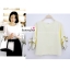 เสื้อแฟชั่นผ้าฮานาโกะ แบบสวยเรียบหรู สีเหลืองอ่อน แขนสามส่วนผูกโบว์ สไตล์เกาหลีน่ารักๆ ผ้าฮานาโกะเนื้อดี ใส่สบาย ใส่ทำงาน ใส่เที่ยวได้ทุกโอกาส