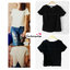 เสื้อแฟชั่นสวยๆ ผ้าฮานาโกะ สีดำ ดีไซน์ผ้าป้ายหน้า-หลังเก๋ๆ แบบยอดนิยม สวยเรียบหรู
