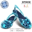 Crocs Kids Huarache Slingback Flat Girls J - Aqua / Navy ของแท้ Outlet ไทยและอเมริกา