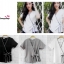 เสื้อผ้าแฟชั่นสวยๆ เสื้อทำงาน สีดำ แบบผ้าป้ายสุดฮิต กุ้นขอบสีสวยๆตัดกัน ผูกโบว์เอว สวยเรียบหรู