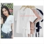 เสื้อแฟชั่นผ้าฮานาโกะ รุ่นป้ายข้าง (สีกรมท่า) โบว์เอว แบบสวยเก๋ มีสไตล์ ใส่ได้ทุกโอกาส