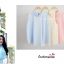 เสื้อแฟชั่นผ้าฮานาโกะ สีนู้ด คอจีน แขนกุด แต่งระบายอก มีกระดุมหลัง แบบสวยเรียบหรู เนื้อผ้าฮานาโกะคุณภาพดี